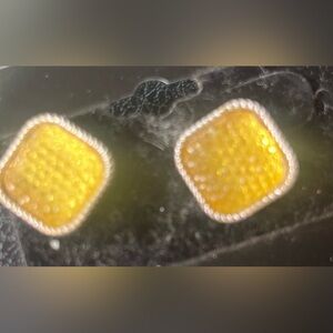 Yellow Square Earrings